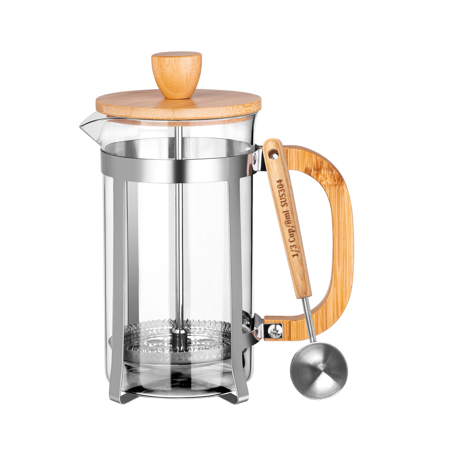 MERMOO YILAN French Press 600ml High Borosilicate Glass Portable Coffe