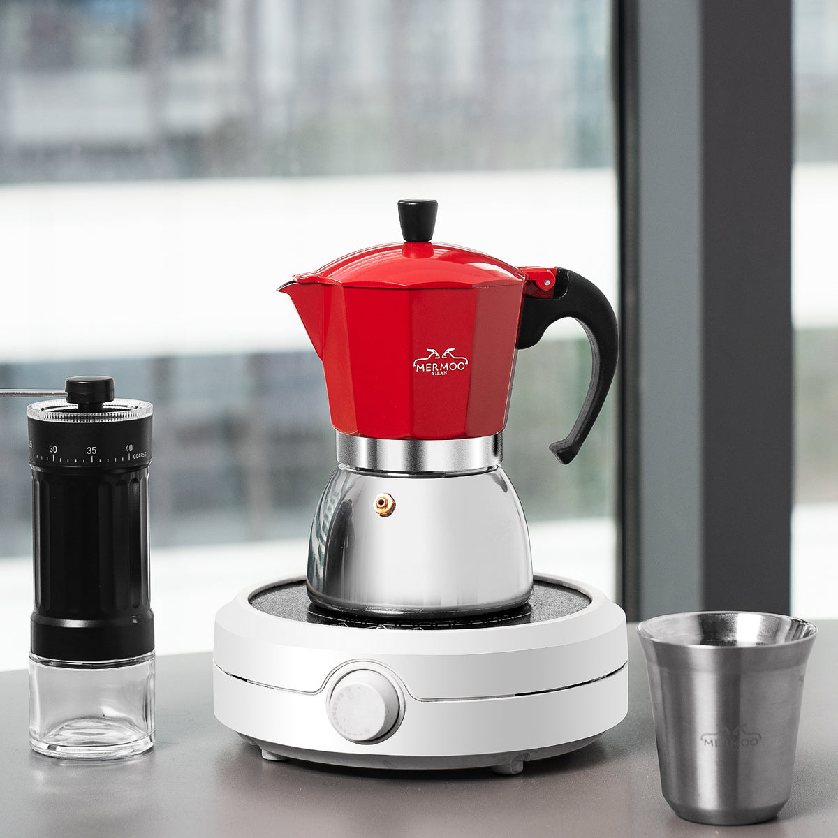 MERMOO YILAN Induction Moka Pot 6cups Stovetop Espresso Maker
