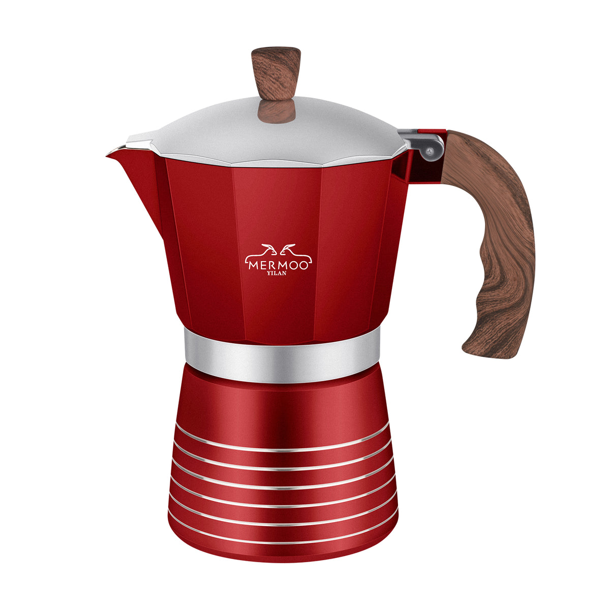 MERMOO YILAN Moka Pot 6 Cup （300ml） Aluminum Stovetop Espresso Maker  Works on Gas Hob, Electric Stove, Ceramic Stove