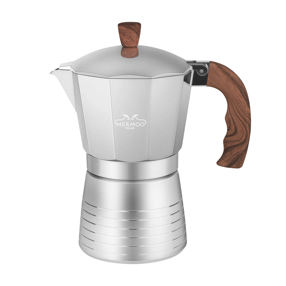 MERMOO YILAN Moka Pot 6 Cup （300ml） Aluminum Stovetop Espresso Maker  Works on Gas Hob, Electric Stove, Ceramic Stove