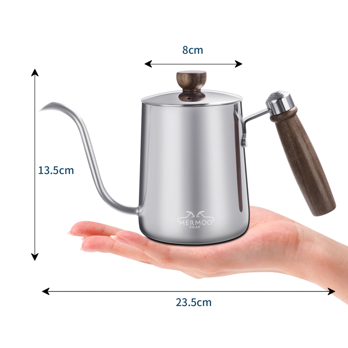 MERMOO YILAN Gooseneck Kettle 20oz Stovetop Pour Over Kettle Wooden Handle