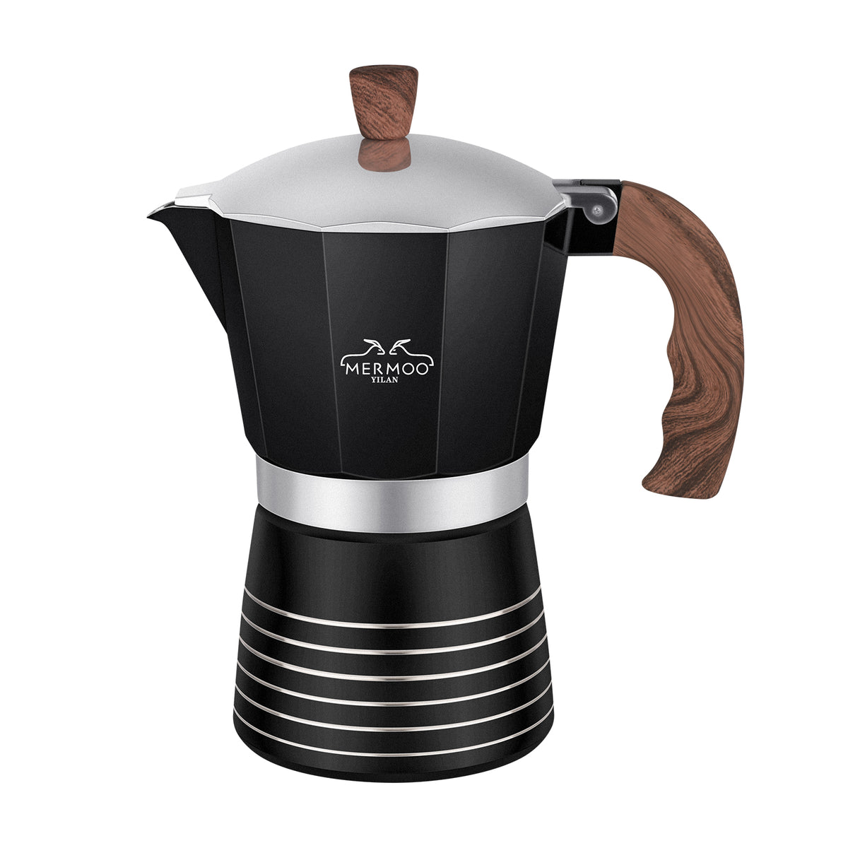 MERMOO YILAN Moka Pot 6 Cup （300ml） Aluminum Stovetop Espresso Maker  Works on Gas Hob, Electric Stove, Ceramic Stove