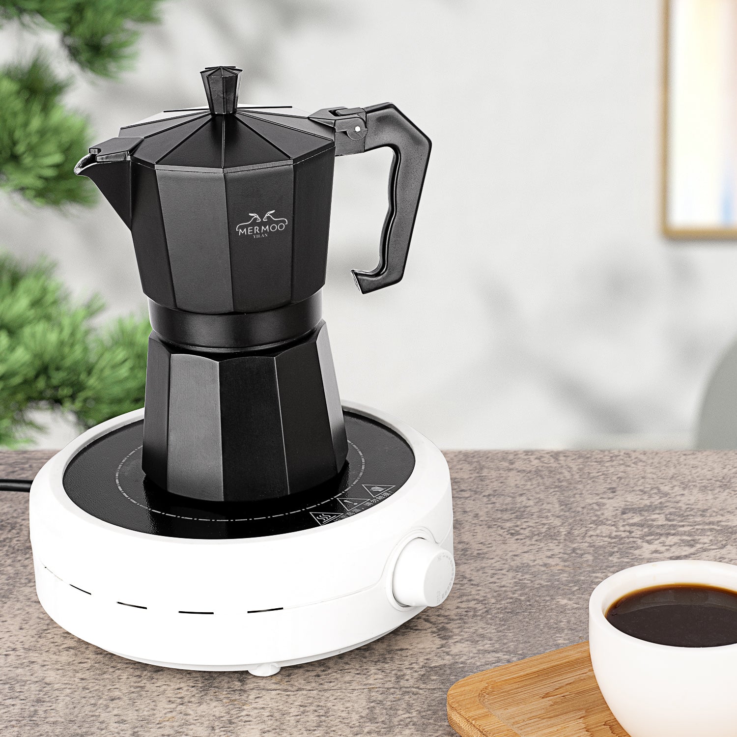 Family Favorite | Moka Pot 300ml/10oz 6-Cup Classic Black Stovetop