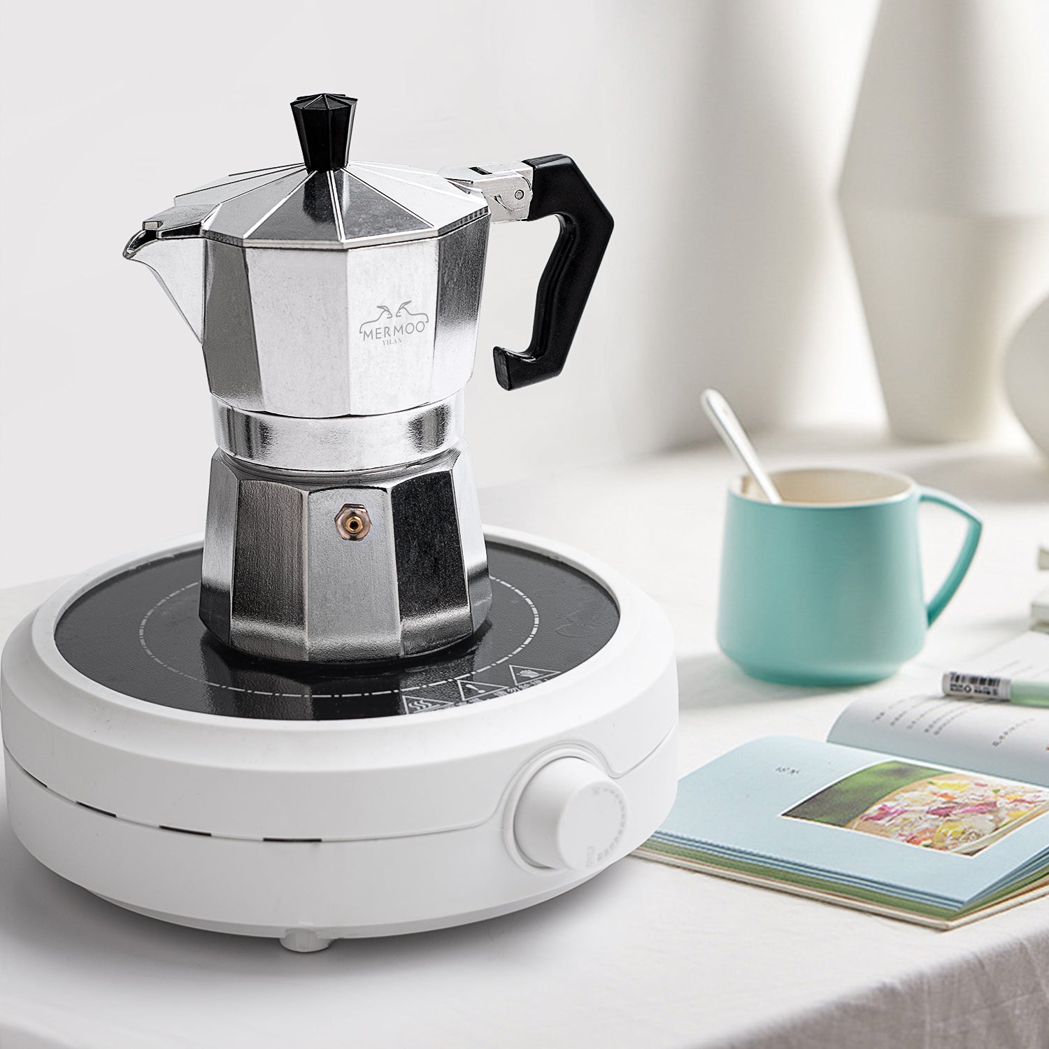 Beginner's Choice | Moka Pot 150ml Classic Stovetop Espresso Maker (3 Cups) for Italian Coffee MERMOO YILAN V135