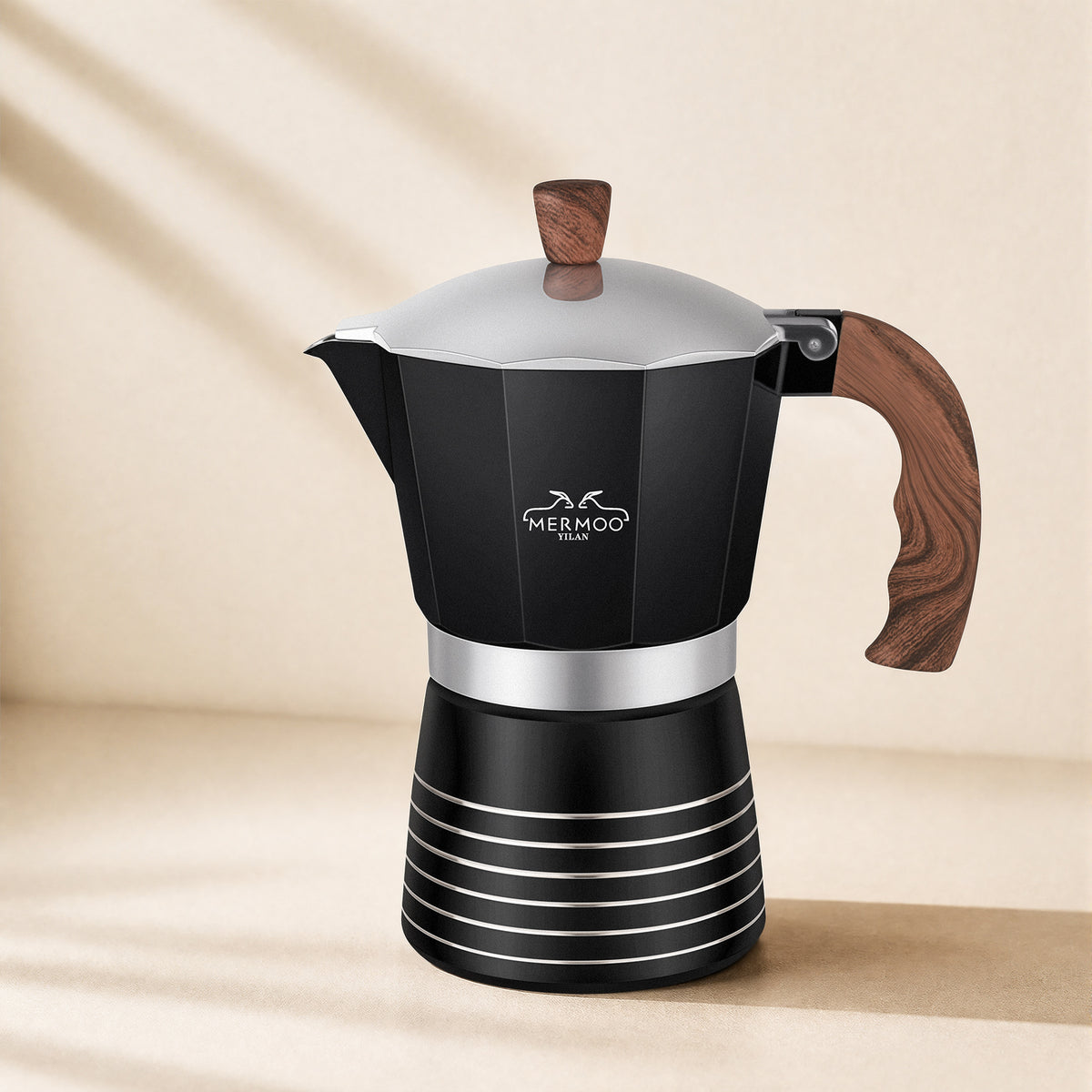 MERMOO YILAN Moka Pot 6 Cup （300ml） Aluminum Stovetop Espresso Maker  Works on Gas Hob, Electric Stove, Ceramic Stove