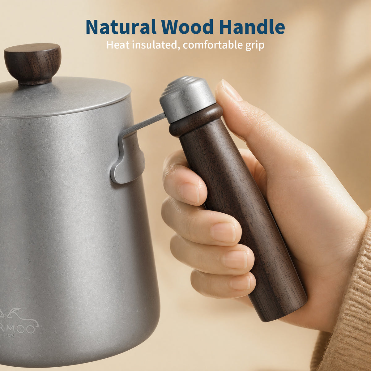 MERMOO YILAN Gooseneck Kettle 20oz Stovetop Pour Over Kettle Wooden Handle