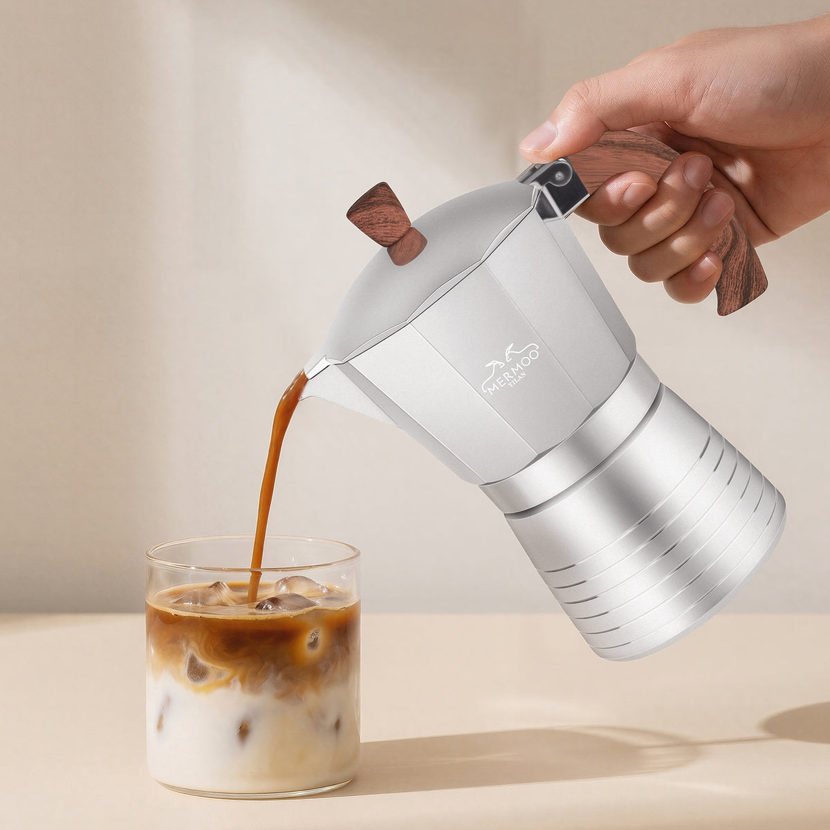 MERMOO YILAN Moka Pot 6 Cup （300ml） Aluminum Stovetop Espresso Maker  Works on Gas Hob, Electric Stove, Ceramic Stove