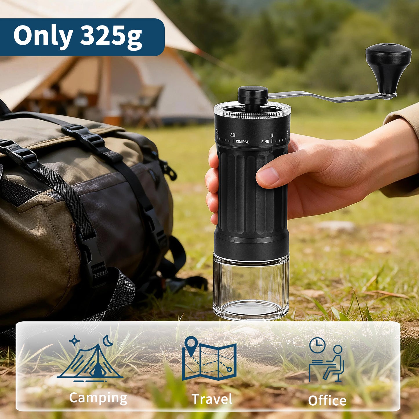 MERMOO YILAN Mini Manual Coffee Grinder with 40 External Adjustable Settings