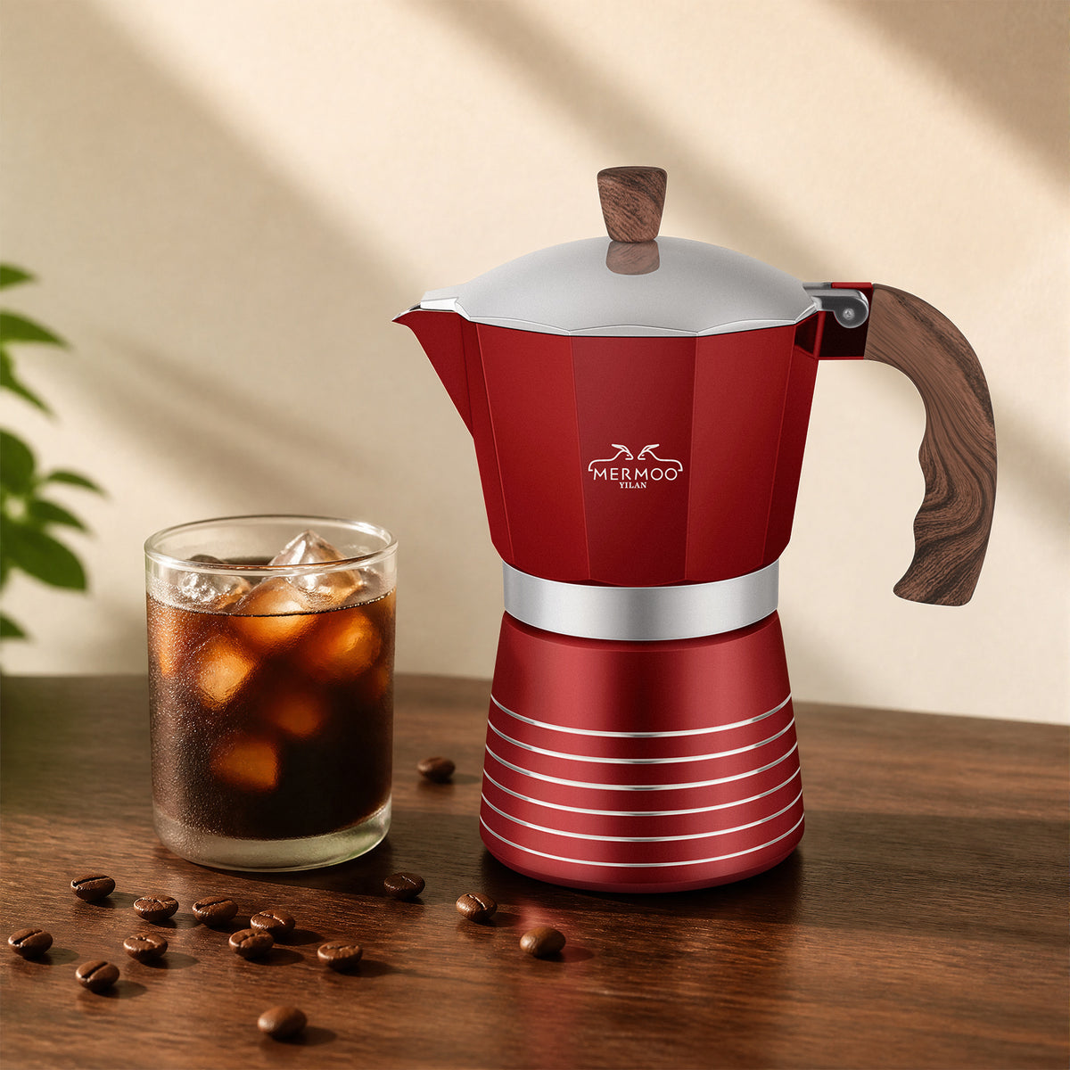 MERMOO YILAN Moka Pot 6 Cup （300ml） Aluminum Stovetop Espresso Maker  Works on Gas Hob, Electric Stove, Ceramic Stove