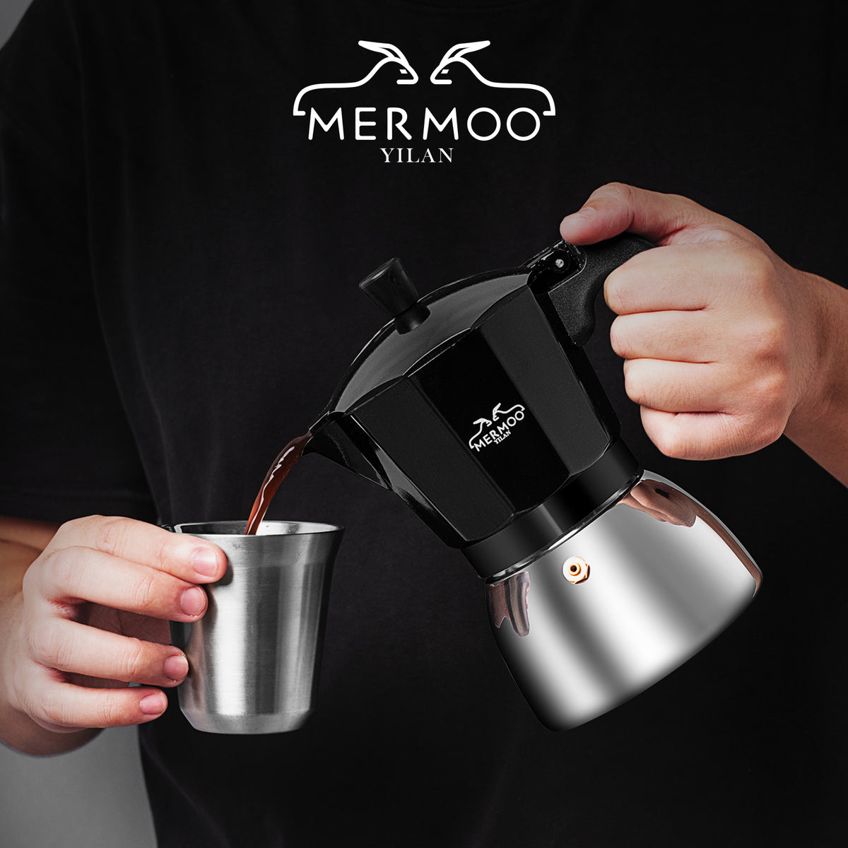 MERMOO YILAN Induction Moka Pot 6cups Stovetop Espresso Maker