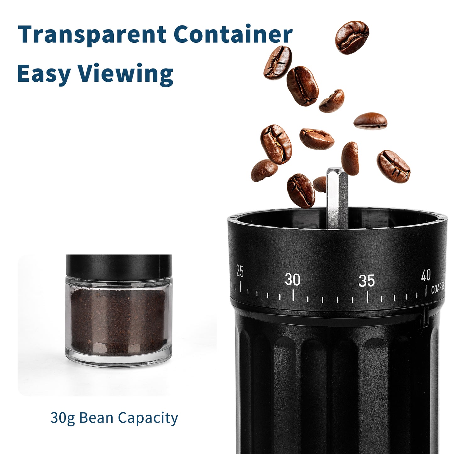 MERMOO YILAN Mini Manual Coffee Grinder with 40 External Adjustable Settings