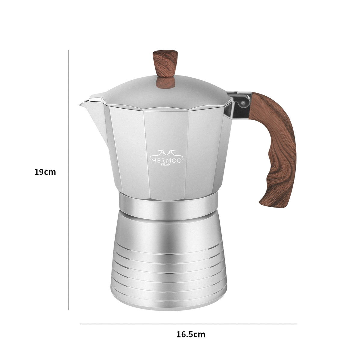 MERMOO YILAN Moka Pot 6 Cup （300ml） Aluminum Stovetop Espresso Maker  Works on Gas Hob, Electric Stove, Ceramic Stove