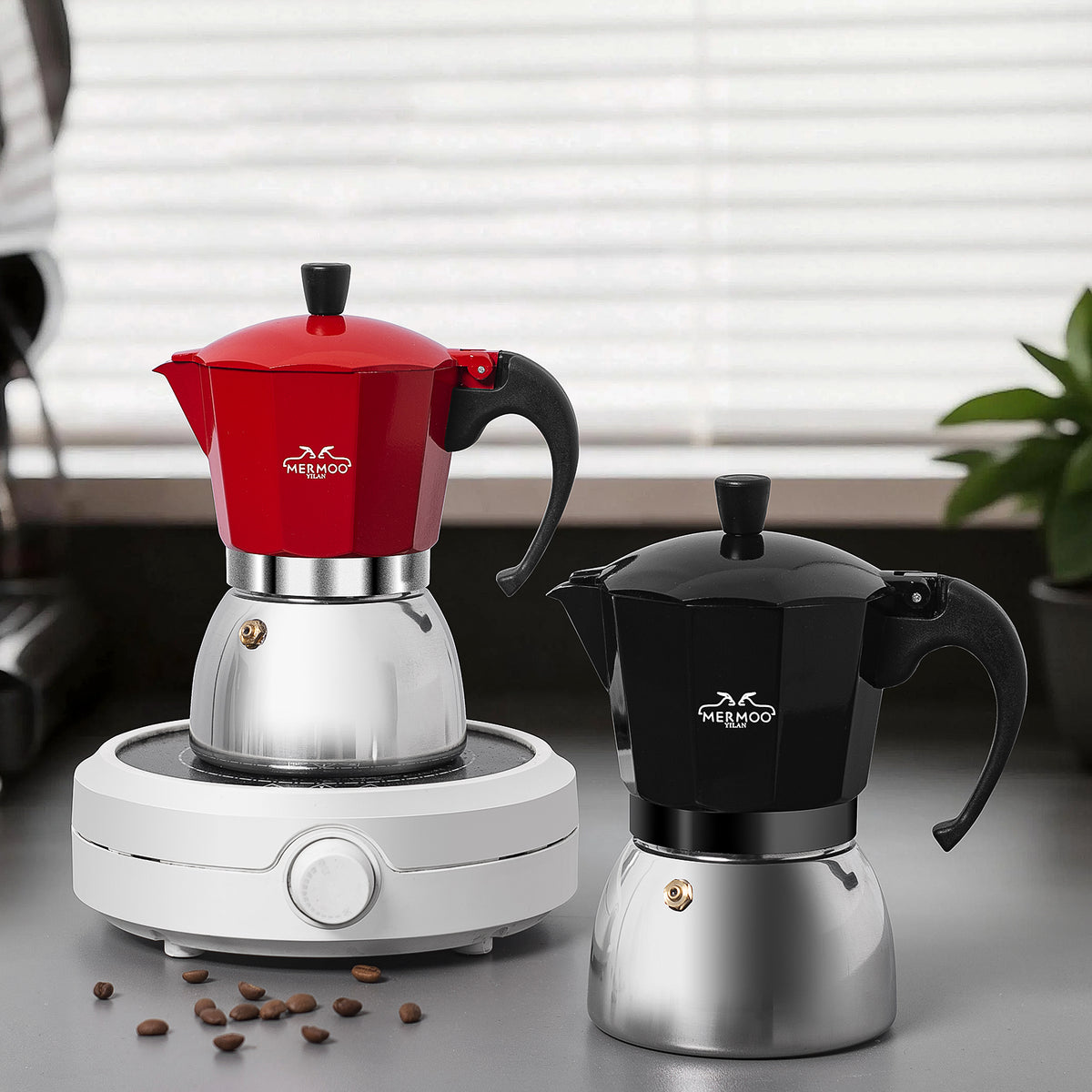 MERMOO YILAN Induction Moka Pot 6cups Stovetop Espresso Maker