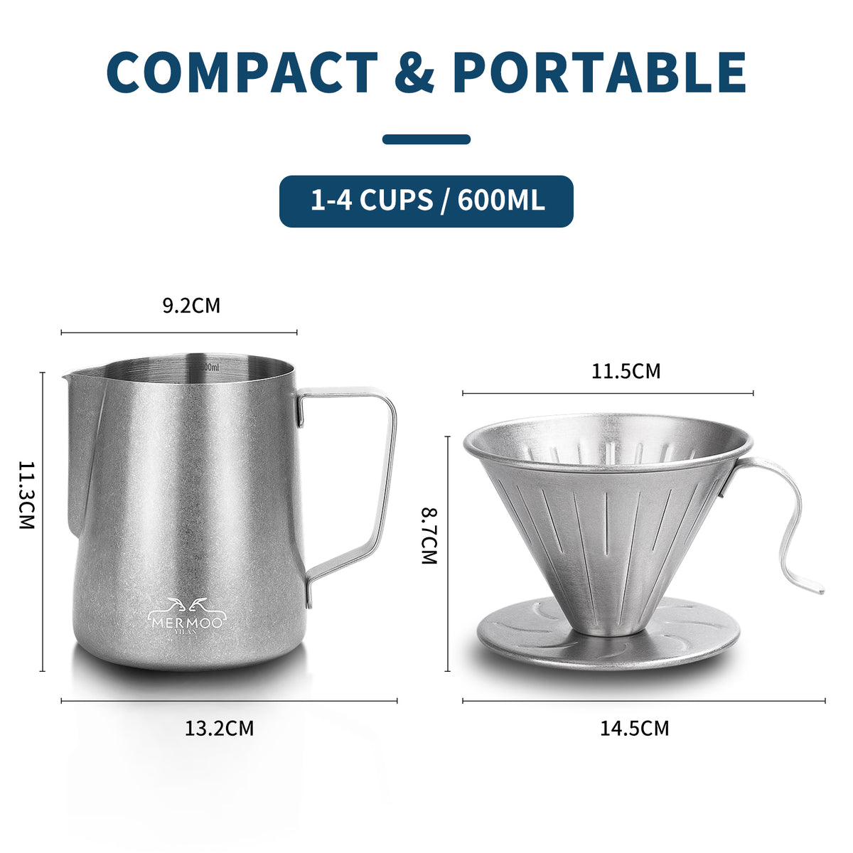 MERMOO YILAN Pour Over Coffee Maker Coffee Dripper & Coffee Server Set 600ml for 1-4 cups
